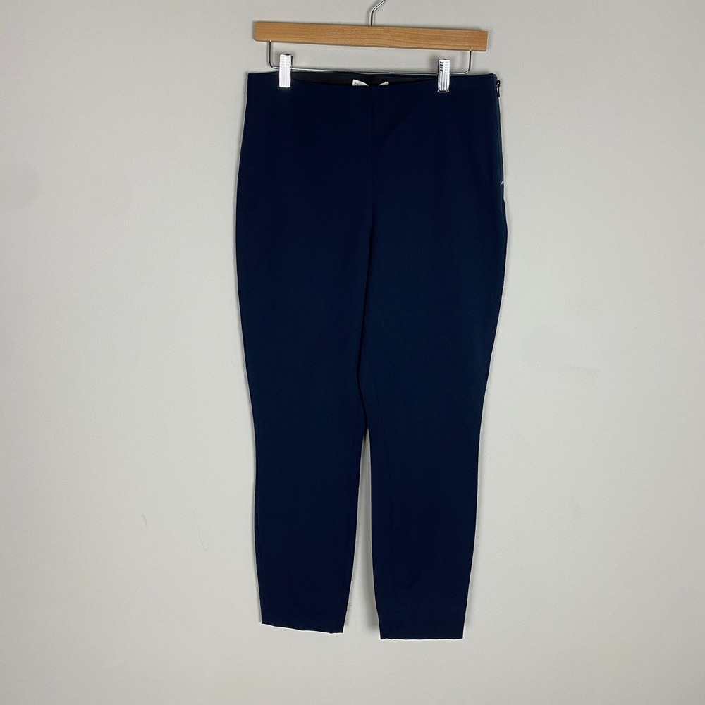 Everlane The Work Pants Trousers Womens 8 Navy Blue Side Zip Stretch Tapered Leg